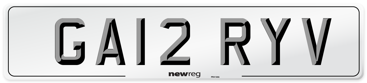 GA12 RYV Number Plate from New Reg